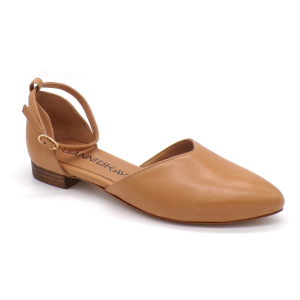 Sapato feminino Diana Camel em couro natural de vitela fabricado em Portugal.