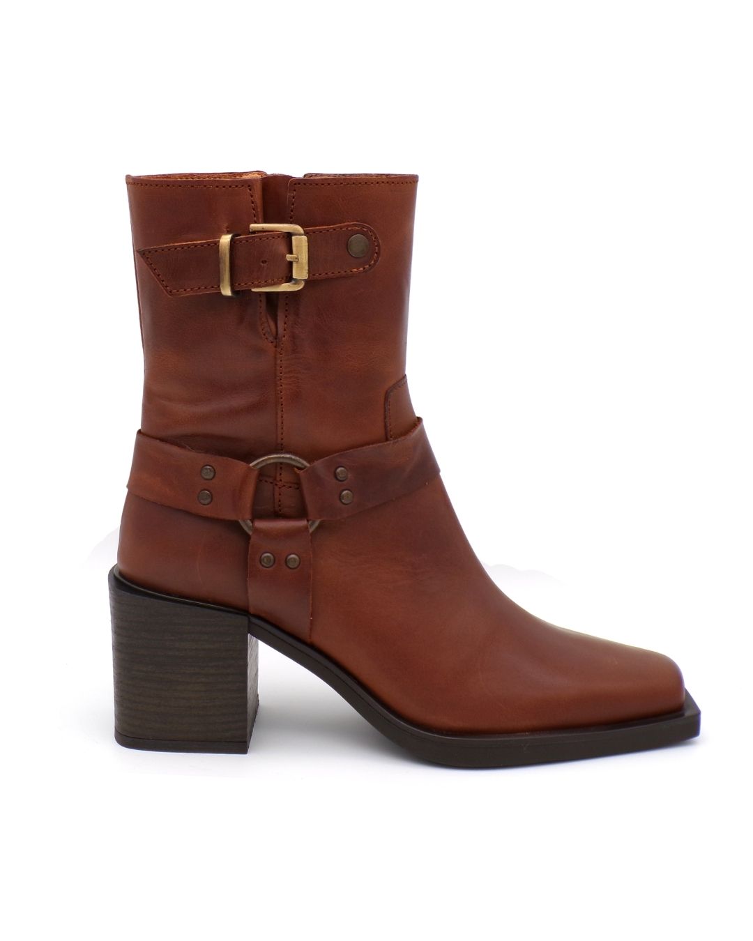 Bota em pele castanha Bota em pele castanha